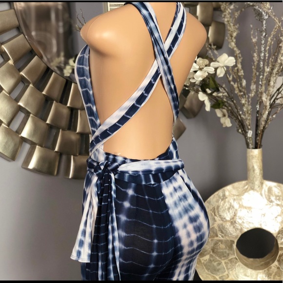 Blue & White Tie Dye Multi Wrap Jumper - Picture 8 of 8